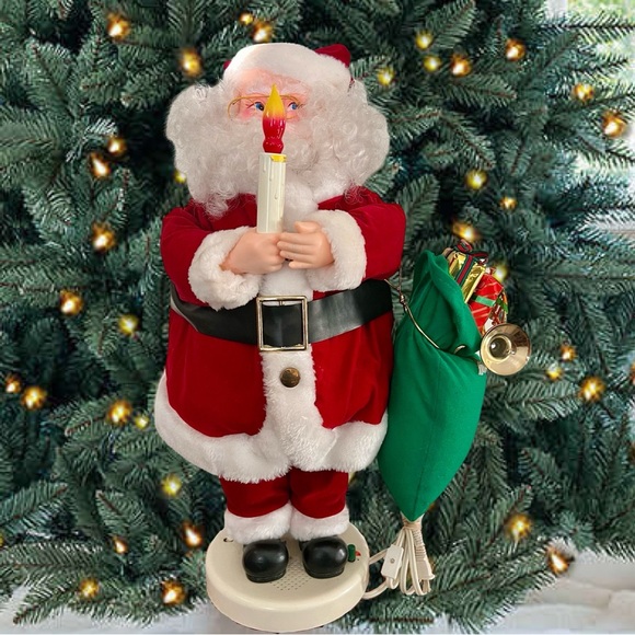Santa Claus Figurine with Candle and Gift Bag - Picture 1 of 7